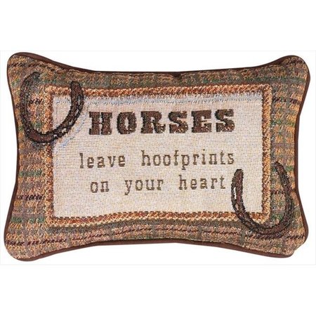 MANUAL WOODWORKERS & WEAVERS Manual Woodworkers and Weavers TWHLHH Horses Leave Hoofprints On Your Heart Tapestry Pillow Jacquard Woven Fashionable Design 12.5 X 8.5 in. TWHLHH